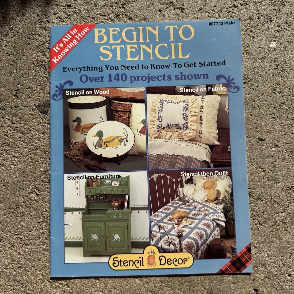 VTG Begin to Stencil 140 Projects Book Wood Fabric Quilt Christmas Instructions